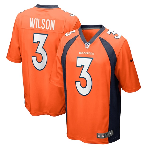 mens nike russell wilson orange denver broncos game jersey